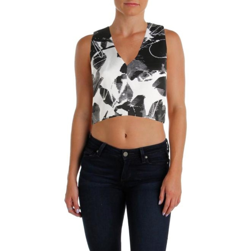 Womens Brocade Sleeveless Crop Top - Picture 1 of 1